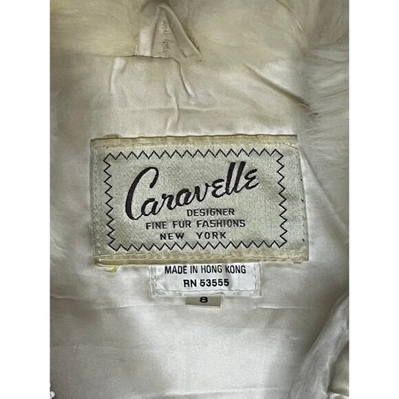 VTG Caravelle Designer Fine Fur Fashions Jacket Girls Sz 8 Ivory Bomber Coat - Picture 2 of 9